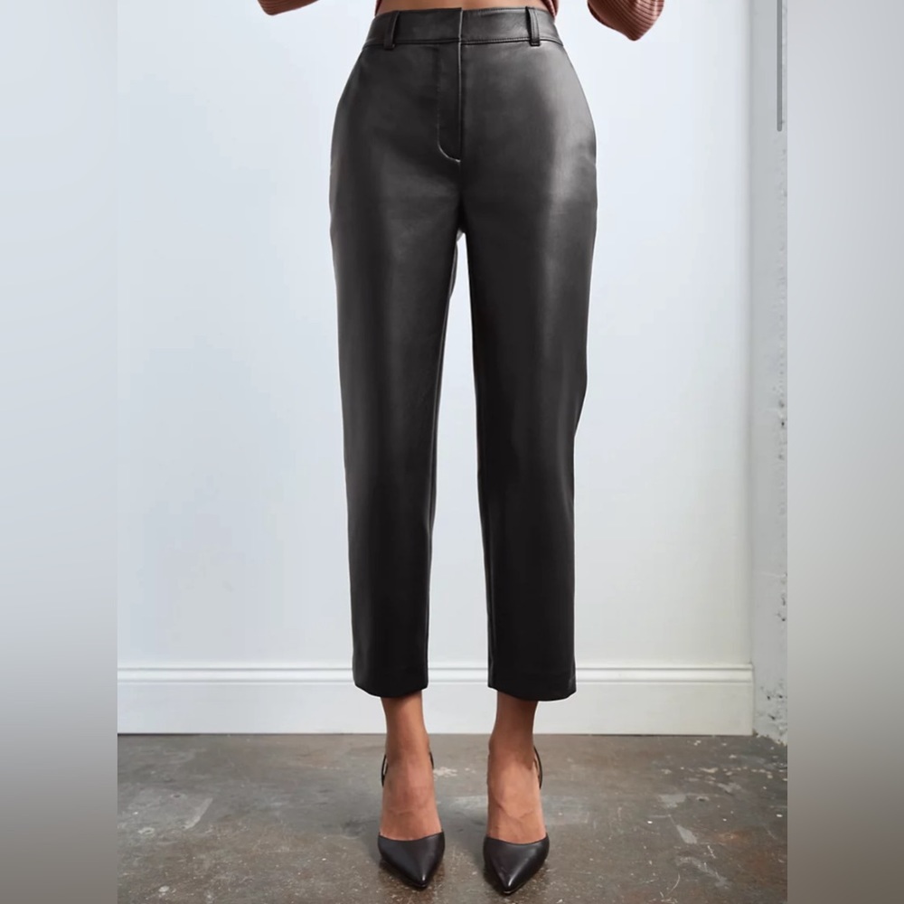 Babaton Black Straight-Leg Leather Pants